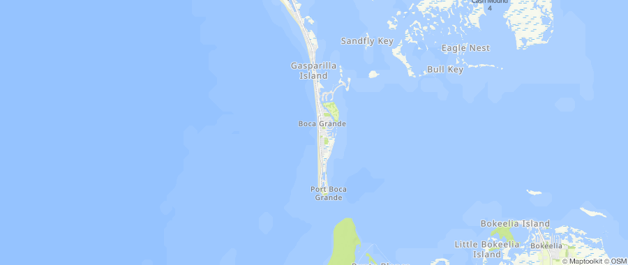Map centered on Boca Grande, FL, inside Dumpster Fire's service area
